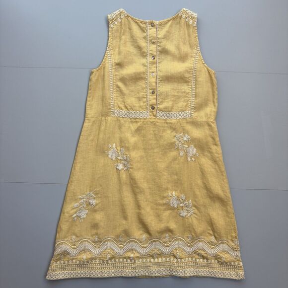 JOHNNY WAS BRIAR Dress Small Embroidered Buttoned Back Sleeveless Linen Washable - Picture 3 of 11